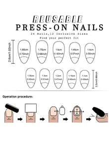 24pcs Medium Almond-Shaped White & Pink Flower Glossy Wearable False Nails, Detachable Stick-On Nails Suitable For Party, Ball, And Daily Wear - Pink - View 7