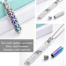 2款生命之树骨灰心形骨灰盒项链，男女通用，骨灰水晶吊坠，挚爱纪念首饰 - 銀色 - 查看 4