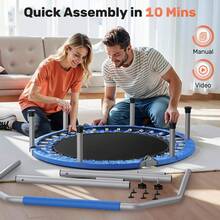 FLYBIRD BCAN Blue 40/48" Foldable Mini Trampoline Max Load 330lbs/440lbs, Fitness Rebounder With Adjustable Foam Handle, Exercise Trampoline For Adults Indoor/Garden Workout - Blue - View 6