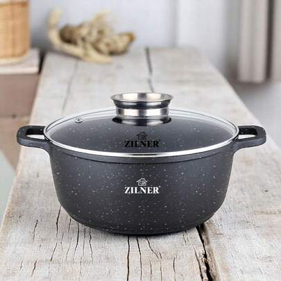 Marmorpott mit Glasdeckel 16cm (1,3 L)