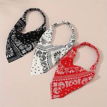 3-Piece Set Of Printed Fashion Triangle Headscarves, Elastic Headbands, Multifunctional Women's Headwear - Màu hỗn hợp - Xem 1