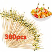 200/100/80/50/30/20pcs/Set Gold Bead Picks, Fruit Picks, Dessert Picks, Appetizer Picks, Fruit Skewers, Cupcake Toppers, Sandwich Picks, Long Picks, Suitable For Valentine's Day, Birthday, Wedding, Party, Educational Supplies - Multicolor - View 9