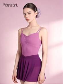Váy ba lê DonsGirl 1 chiếc dành cho nữ, chất liệu vải lưới mềm mại, co giãn, dáng xòe dài đến giữa bắp chân, thiết kế eo khoét, phù hợp cho trang phục ba lê và cổ vũ mùa xuân. - Màu tím - Xem 11