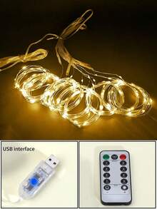 6x3cm/3x3cm LED Curtain Lights, USB Hanging Window Lights With Remote Control, Connectable Fairy Lights, Bedroom Decor, Outdoor Decor, Valentine's Day Decor, Mother's Day Decor, Wedding, Birthday Gift, Indoor Decor, Christmas Party Supplies, Party Decorations, Holiday Hanging Ornaments - USB Curtain Light - View 4
