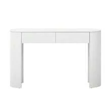 Stylish Console Table With Drawers For The Entryway, Sideboard With Curved Front And Adjustable Feet, Narrow Console Table For Hallway, Corridor Or Living Room (White) - 查看 5