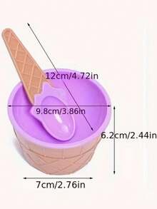 2件套创意冰淇淋碗套装，带稳固底座和勺子，适用于甜点、布丁、意式冰淇淋、普通冰淇淋 - 可重复使用的派对餐具 - 彩色 - 查看 6