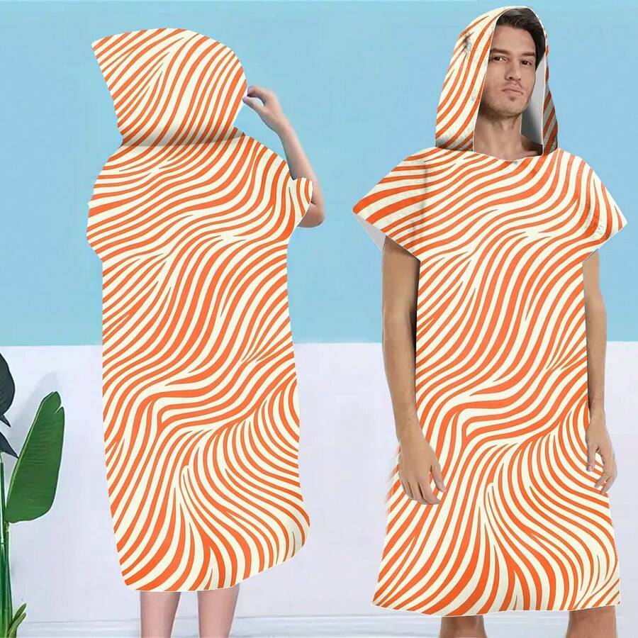 Ultra Soft Hooded Cloak Towel, Birthday Gift, Hooded Bathrobe Cloak Absorbent Quick-Dry Wearable Towel For Indoor/Outdoor Use, Suitable For Beach, Swimming, Seaside - Multicolor - View 1