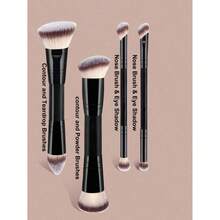 NEW4pcs Profesnal Dual-Ended Makeup Brush Set - Includes Foundation Brush Contour Brush Blush Brush Powder Brush Eyeshadow Brush Concealer Brush Highlighter Brush Mixing Brush. Soft Fiber Bristles Portable For Travel Great Gift For Women And Girls. Makeup Brush Set Makeup Brush Tool Kit Makeup Brush Set Complete Makeup Tool Set Makeup Brush Set Full Makeup Tool Kit Brush Set Makeup Brush Gift Set Set Giveaways Profesnal Makeup Brushes Complete Makeup Set - 黑色 - 查看 3