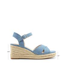 Alpargata con Tiras para Mujer con Puntera Abierta y Correa para el Tobillo, Sandalias de Cuña para Mujer con Plataforma - Azul - Ver 6