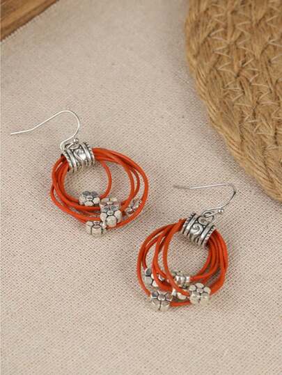 1 Pair Fashionable Classic Multi-Layer Woven Hoop Earrings, Featuring Feminine , Suitable For Daily Wear And Vacation. A Gift For Her