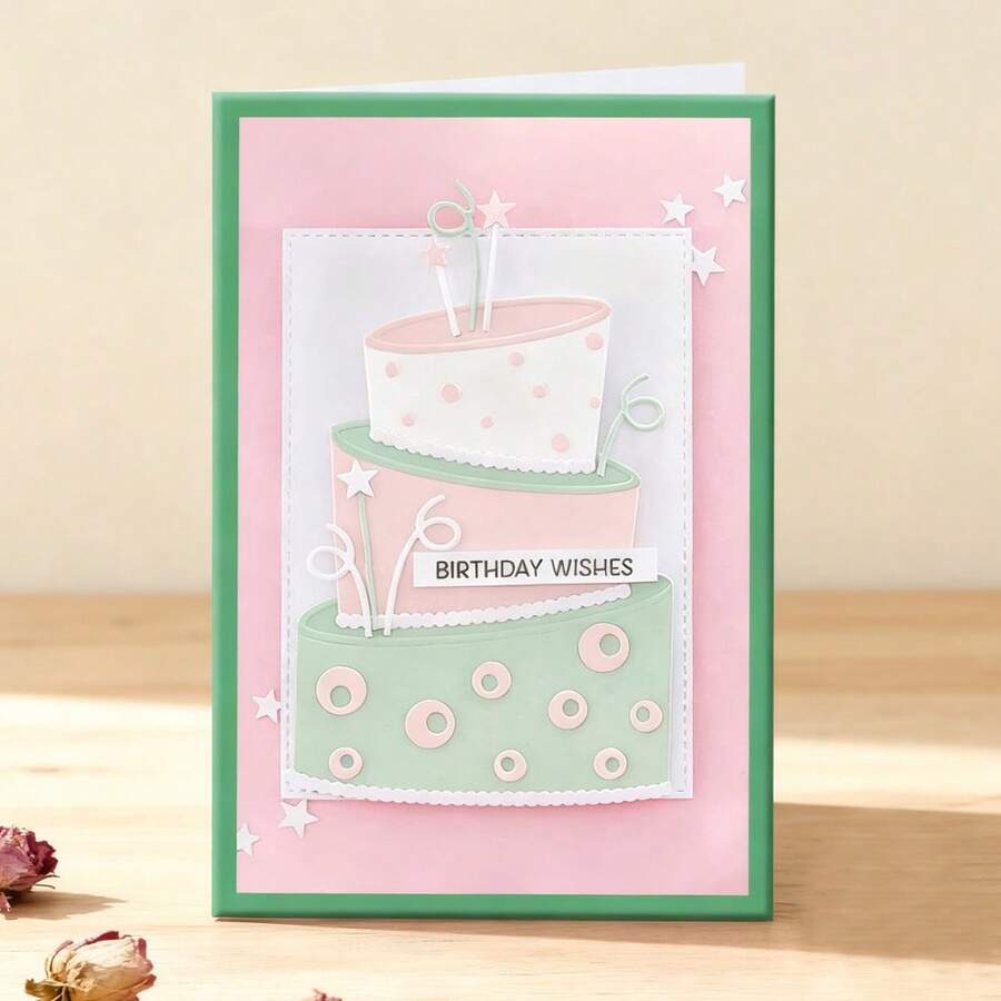 Creative Cake Dies, DIY Scrapbooking Album And Embossing Stencil, Greeting Card Making Tool, Card Paper Cutting Crafts ,Gift Card Making Template Die Cuts. - Silver - View 1