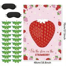 草莓主题游戏套装，包含“给草莓贴蒂”游戏海报、20张贴纸和2个眼罩，非常适合婴儿派对、甜蜜浆果主题派对、生日派对游戏，也是派对装饰和活动的完美之选。 - 多色-草莓主題遊戲套裝 - 查看 5