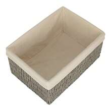 Red Hamper White Cotton Lined Woven Twisted Paper Storage Basket - Transparent Black Model - View 11