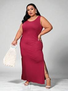 Plus Size Dresses - احمر خشبي - مشاهدة 4