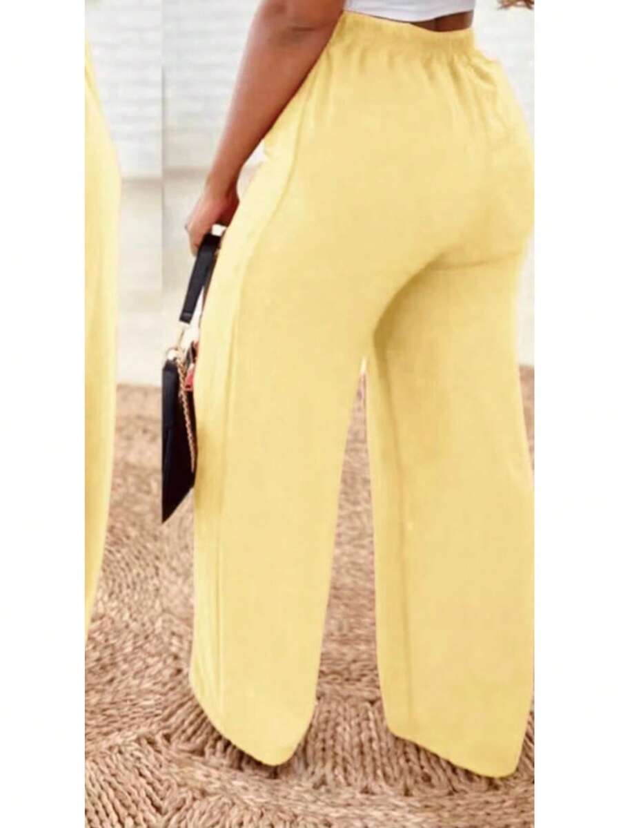 Women's Duna Wide-Leg Pants With Premium Fabric Lining. - 黃色 - 查看 1