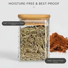 12pcs Square Glass Spice Jar, High Borosilicate Heat-Resistant Glass Seasoning Container, Salt, Pepper, Sugar, Spice Storage Bottle For Dining, Cooking, Kitchen Use - Transparent With Sealed Bamboo Lid, Suitable For Kitchen Finishing Seasoning Container Set, Cabinet Seasoning Sorting Rack Can Be Stacked, Suitable For Kitchen Finishing, Storage Moisture-Proof Powder Sprinkler, Gifts - 12-piece Set - View 7