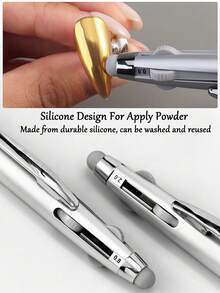 1 Stück 5-in-1 Nail Art Punktierstift, druckempfindliches Punktierwerkzeug für Farbverläufe, Streifen, Punkten, Glitternagel-Kunst, multifunktionales DIY Nail Art Werkzeug geeignet für Anfänger und Profis - Silber - Übersicht 5