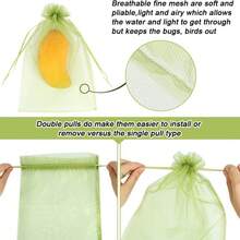 100PCS Reusable Fruit Protection Mesh Bags With Drawstring Insect Proof Pest Barrier Breathable Net Covers For Grapes Tomatoes Bananas Peaches Apples Flowers Plants Garden Orchard Protection Supplies - Green - View 9