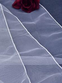 1pc Minimalist Sheer Double-Layer Blusher Bridal Veil, Cathedral Length, Suitable For Beach Wedding, Wedding Photography, Comb Fixation, Face Covering Veil - Multicolor - View 4