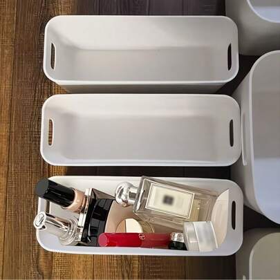 8PCS Stackable Storage Bins With Handles Plastic Drawer Organizer Baskets For Closet Bathroom Kitchen Desk Shelf Minimalist Home Organization Containers Clear Transparent Design Durable Space Saving Solution Perfect For Bedroom Pantry Cabinet Shelving Clutter Free Living Room Accessories