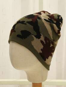 1pc Men's Classic Casual Knitted Elastic Camouflage Series Outdoor Cycling Sun Protection Windproof Knit Hat - Camouflage Knitted Hat - View 11