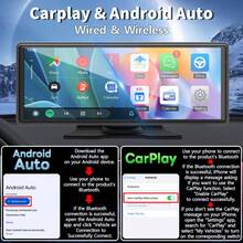 10.26-Inch Car Multimedia Video Player, Supports Wireless CarPlay And Wireless Android Auto, Portable Universal Car Display Monitor With Camera - With Rear View Camera - View 3