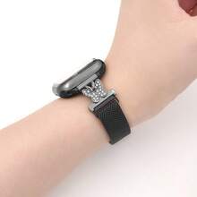 1pc Butterfly & Bee Shaped Magnetic Clasp Band, Fits 1-9 Series & SE, 38mm-49mm Compatible, Fashion Design With Texture, Pink/Gold/Silver, Stylish Strap, Magnetic Closure Safety & Elegant - Black - View 3