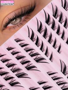 100pcs Cat Eye & Fox Eye Individual False Eyelashes, Lash Clusters DIY Segmented Eyelash Extension, 3D Fluffy And Wispy Cluster Lashes, Oblique Flowing Wispy Lashes, Reusable False Eyelashes - View 2