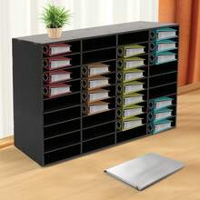 WANLECY Dokumentenablage A4 Ablagefach Büro Ablagesystem Schreibtisch Organizer Bambus - Schwarz - Übersicht 6