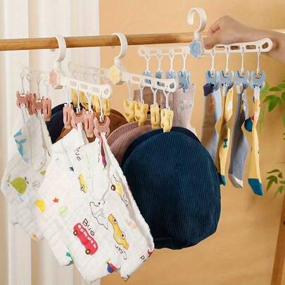 3/5/10 件装防风塑料袜子内衣晾衣架，带防滑夹 - 壁挂式节省空间晾衣架，适用于家庭、宿舍、浴室 - 多功能晾衣架，颜色随机