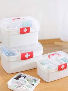 1个医疗储物盒，大容量便携式家用/宿舍药品及用品收纳盒，小型家用急救箱，圣诞节、复活节、感恩节、万圣节礼物 - 彩色 - 查看 1