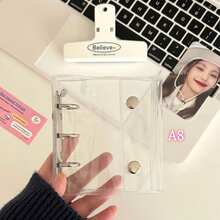 Caderno Transparente De Folhas Soltas Nos Tamanhos A8/A7/A6/M5 (1 Peça), Com 10 Ou 20 Páginas De Adesivos. Ideal Para Guardar Fotos E Cartões De K-Pop, Com Capa De Macio E Fecho Duplo. Perfeito Para Projetos Diy, Álbuns De Fotos, Cadernos De Adesivos, Agendas, Material Escolar E Artigos De Escritório. Perfeito Para Entusiastas De Diários, Fãs De K-Pop, Profissionais, Estudantes E Amantes De Papelaria. - Claro - Ver 5