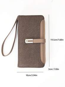 Women's Mini Handheld Phone Wallet Exquisite Snap Closure Colorblock Soft PU Long Wallet Multi-Functional Large Capacity Card Holder Zipper Coin Purse Lightweight & Fashionable For Women Wallet Purse Wallet Wristlet Wallet Cute Things Vintage Purse - Coffee - View 7