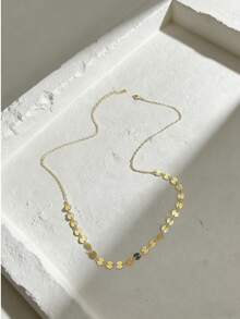 1件18K镀金不锈钢拼接设计项链，时尚休闲简约风格，适合日常佩戴 - 金色 - 查看 8