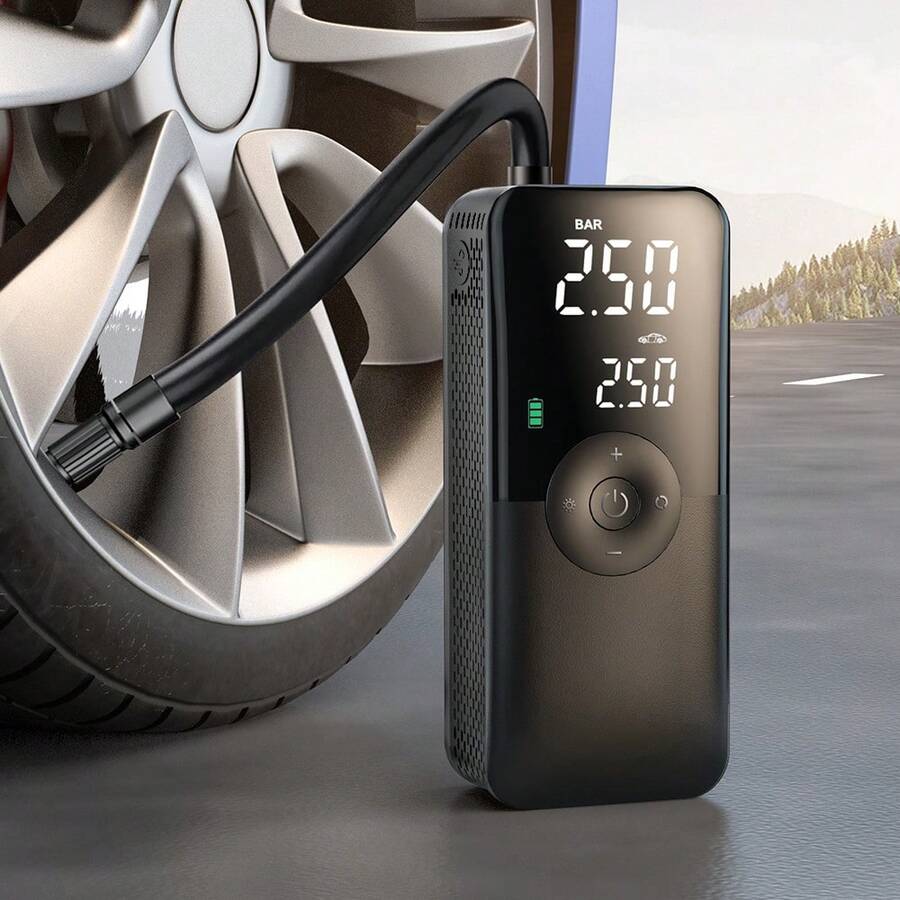 Compresor de aire portátil Carsun para inflar neumáticos, modelo con pantalla digital inalámbrica, 150 PSI, baterías de alta capacidad de 2600mAh duales, velocidad de inflado 3 veces talla grande rápida, con función de desinflado, indicador de presión de neumáticos y 3 modos de LED ajustables