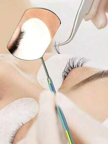 1 pieza Espejo para extensión de pestañas, Espejo de inspección de pestañas multifuncional de acero inoxidable, Herramienta de maquillaje y belleza - Herramienta para extensión de pestañas - Espejo para técnico de pestañas - Multicolor - Ver 7