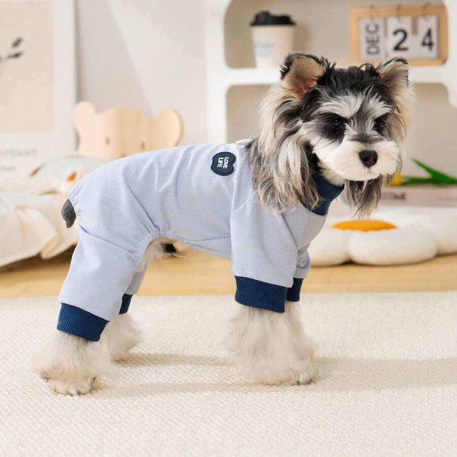1件装简易宠物衣服,带按扣,纯色四脚服 - 彩色 - 查看 1