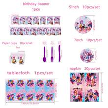 KPOP 96pcs Party Tableware Set, 9/7 Inch Plates, 9oz Cups, Cutlery, Birthday Banner, Tablecloth, Napkins, Anime Summer Birthday Party Supplies - Multicolor - View 13
