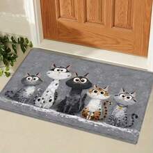 1 Confezione Zerbino antiscivolo con motivo a 5 gattini - Morbido e confortevole in materiale finto cachemire, tappetino da bagno lavabile in lavatrice, adatto per decorazione di casa, bagno, cucina e corridoio - Retro in silicone antiscivolo - Motivo a gatto su sfondo grigio - Visualizzare 5