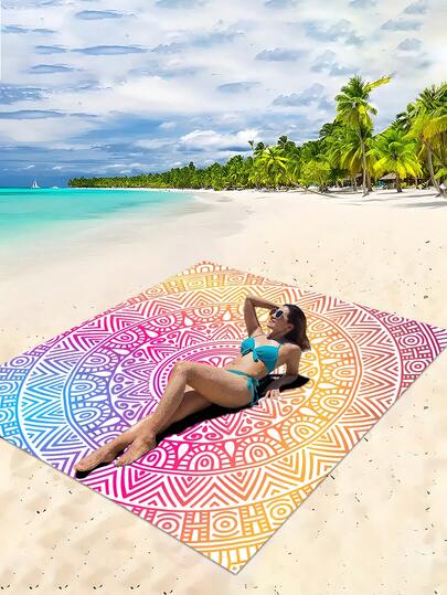1pc New Outdoor Waterproof Anti-Sand Digital Printed Picnic Mat/Beach Towel, Fashionable And Fresh Pattern, Suitable For Camping And Picnics