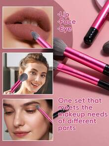 BS-MALL 23pcs Professional Face Makeup Brush Set, 20pcs Soft Velvety Makeup Brushes + 2pcs Red & Black Patterned Makeup Sponge + White Makeup Sponge Holder - Hot Pink - View 6