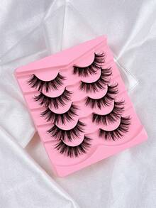 5 Pairs Wet Manga Lashes Fluffy 6D Thick Pointed False Eyelashes Handmade Curly Spiky Long Faux Mink Eyelashes Japanese Anime Cosplay Strip Lash Extension Gift For Women And Girl - Black - View 3