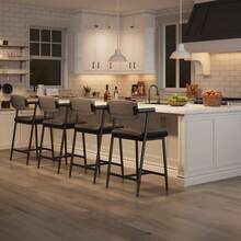 Barstools - Gray Wooden Backrest - Two-piece Set - View 5