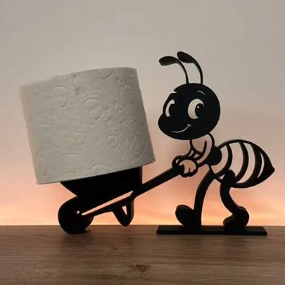 1个蚂蚁造型卷纸架 | 浴室创意装饰品，多功能纸巾收纳工艺品，塑料材质（不含纸巾）