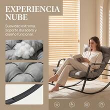 Moderna mecedora, elegante sillón, apto para salones y uso en exteriores, color gris. - Gris - Ver 2