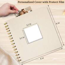 Sổ lưu niệm ảnh 8 x 8 inch, bìa vải lanh, giấy Kraft cứng, trang trắng, sổ lưu niệm du lịch, đám cưới, tiệc tùng (20 tờ/40 trang) - 8 inch - Xem 2