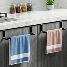 不锈钢厨房橱柜门毛巾架，多功能毛巾杆，衣架 - 黑色 - 查看 4