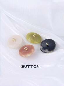 10pcs Round Vintage Light Luxury Resin Metal Button With Inner Pearl And Faux Jade Clasp, Coat Sweater Jacket Button, Cheongsam - 10Pcs - View 2