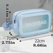 1pc Blue PVC Transparent Makeup Bag, Large Capacity Waterproof Portable Toiletry Bag, Women Travel Organizer - Blue - View 3