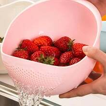1pc Kitchen Rice Washing Strainer, Fine Mesh Colander Rinse Basket, Household Vegetable Fruit Washing Bowl - Multicolor - View 10